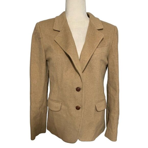 richard evans womens vintage camel brown long sleeve wool jscket coat 10 medium - Picture 1 of 5
